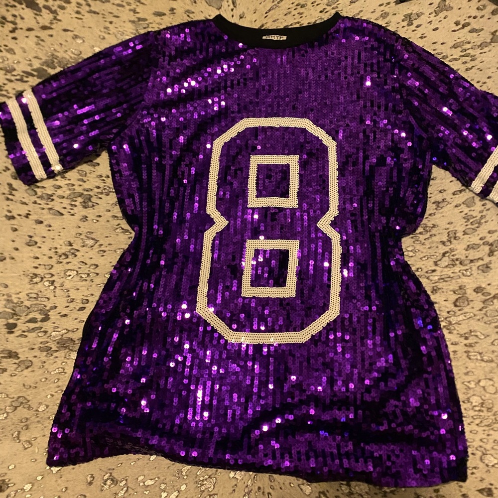 Purple football jersey sparkle dress